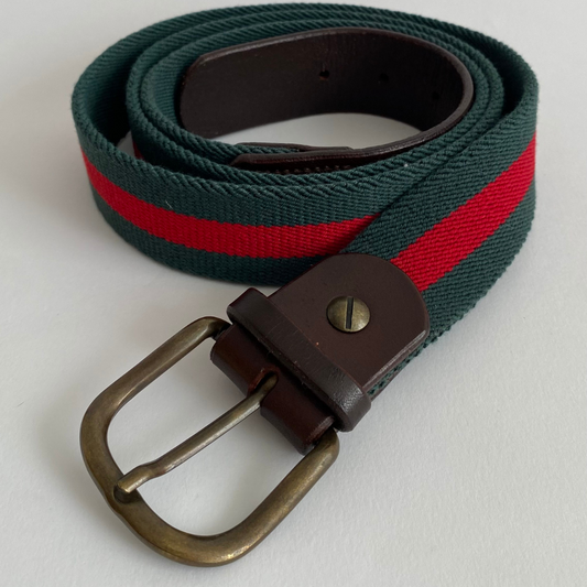 Cinturón Elástico Bicolor Verde Marrón Oscuro