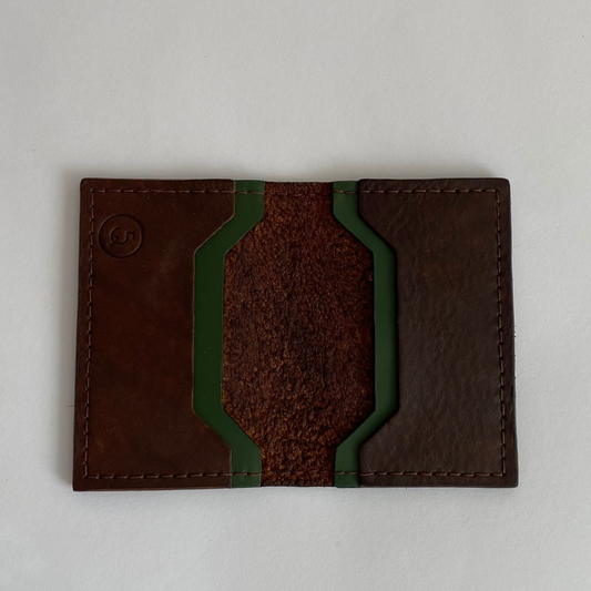 Cartera de Cuero Marrón y Verde Gabo