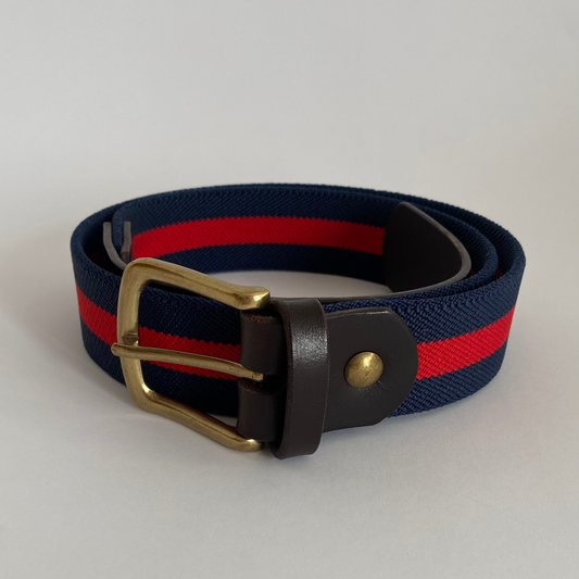 Cinturón Elástico Bicolor Azul Marrón oscuro