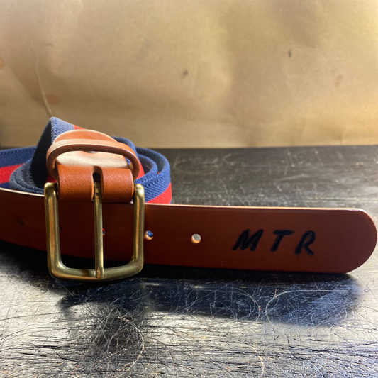 Cinturón Elástico Bicolor Azul Marrón claro