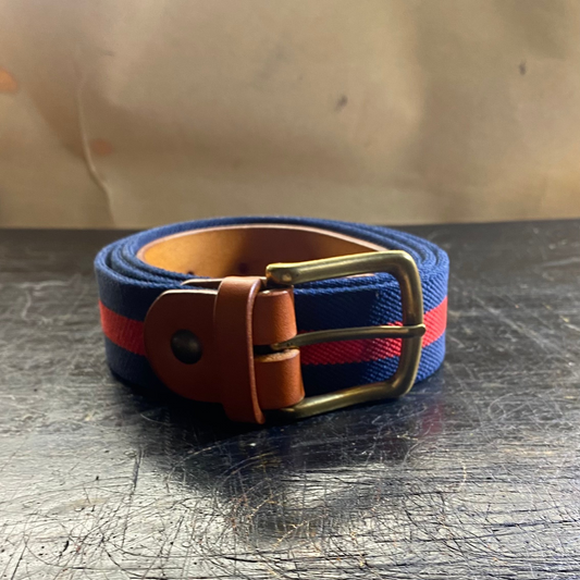 Cinturón Elástico Bicolor Azul Marrón claro