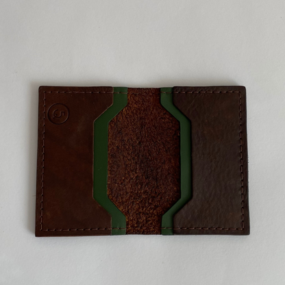 Cartera de Cuero Marrón y Verde Gabo