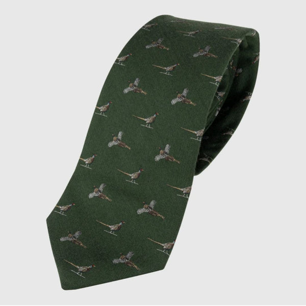 Soprano Country Verde Faisanes De Vuelo Y Escopetas País Seda Corbata